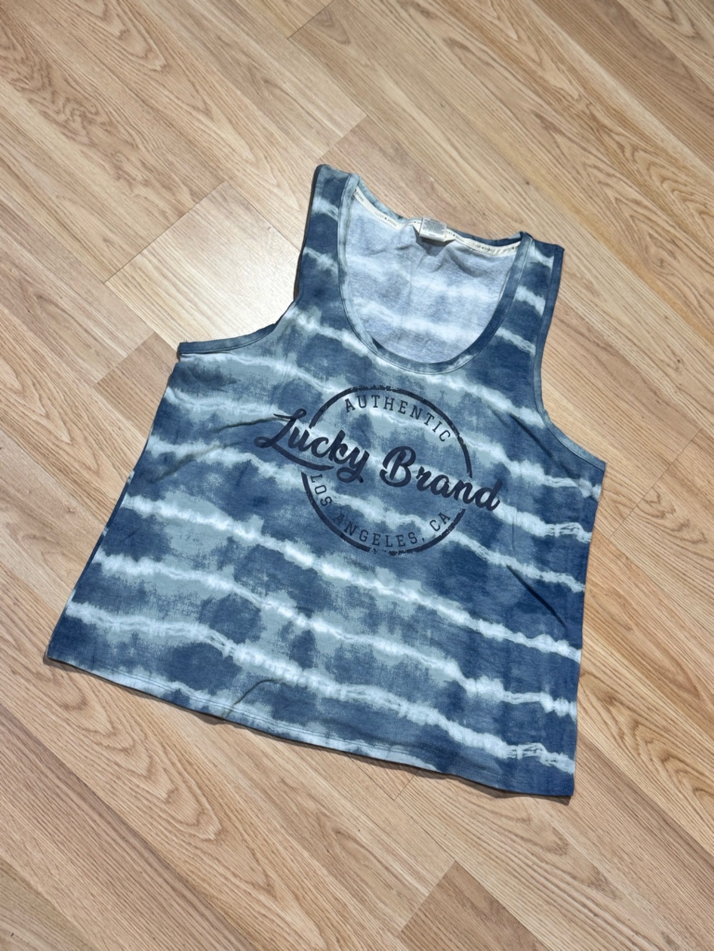 Lucky Brand | Blue and White Striped Logo Tank Top